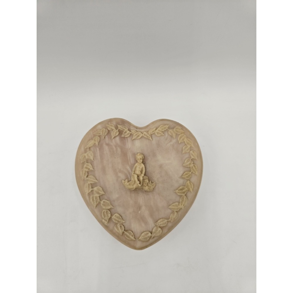 Vintage Avondale Trinket Jewelry Box Heart‎ shape Pink Hinged